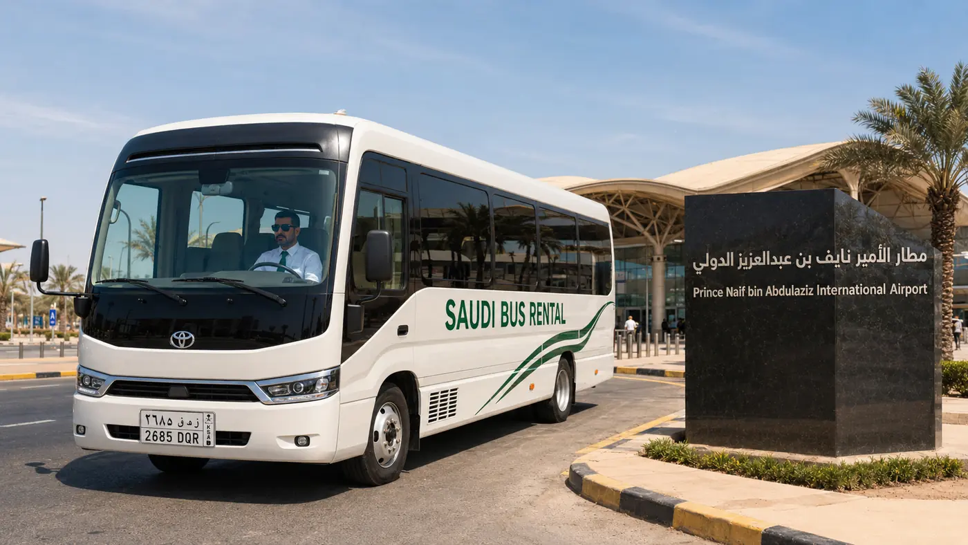 Airport Pickup Bus Saudi Arabia hero image for Saudi airport and hotel transfer planning