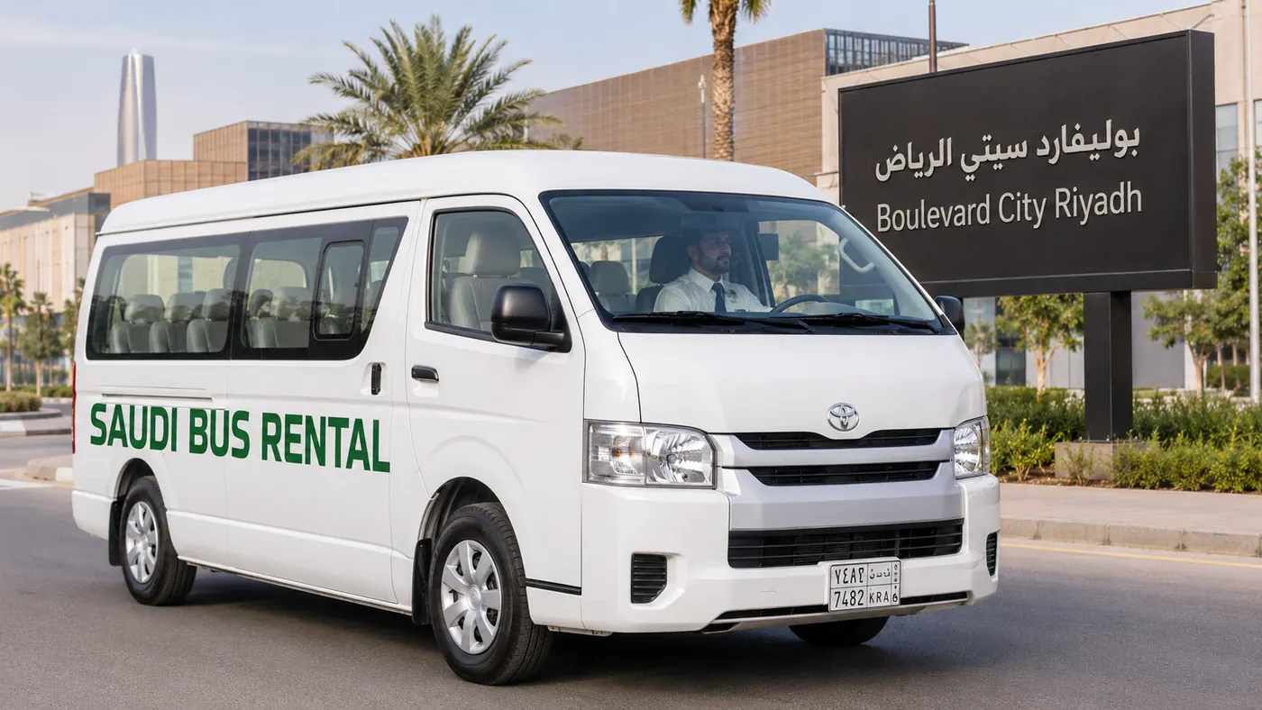 Exterior view for 14 passenger Saudi route transport