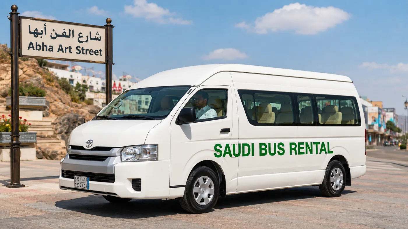 Exterior view for 15 passenger Saudi route transport