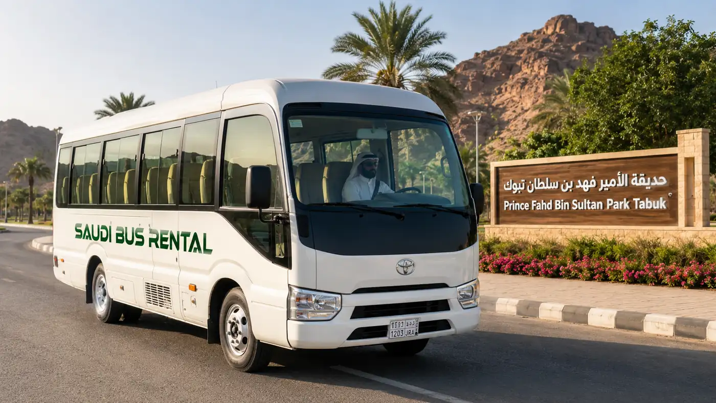 22 seat compact minibus or coaster-style vehicle with driver for Saudi passenger transport