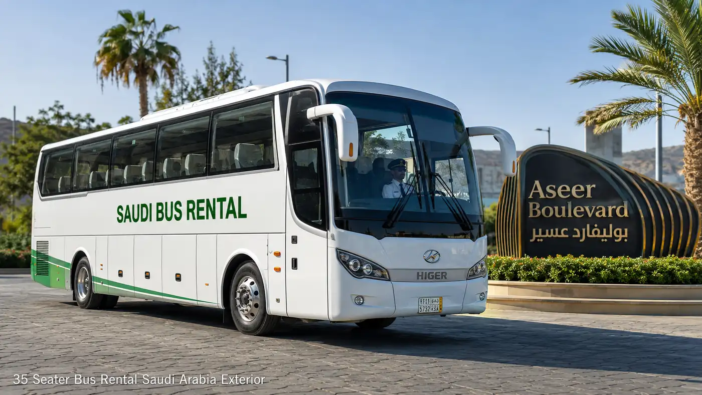 Exterior view for 35 passenger Saudi route transport