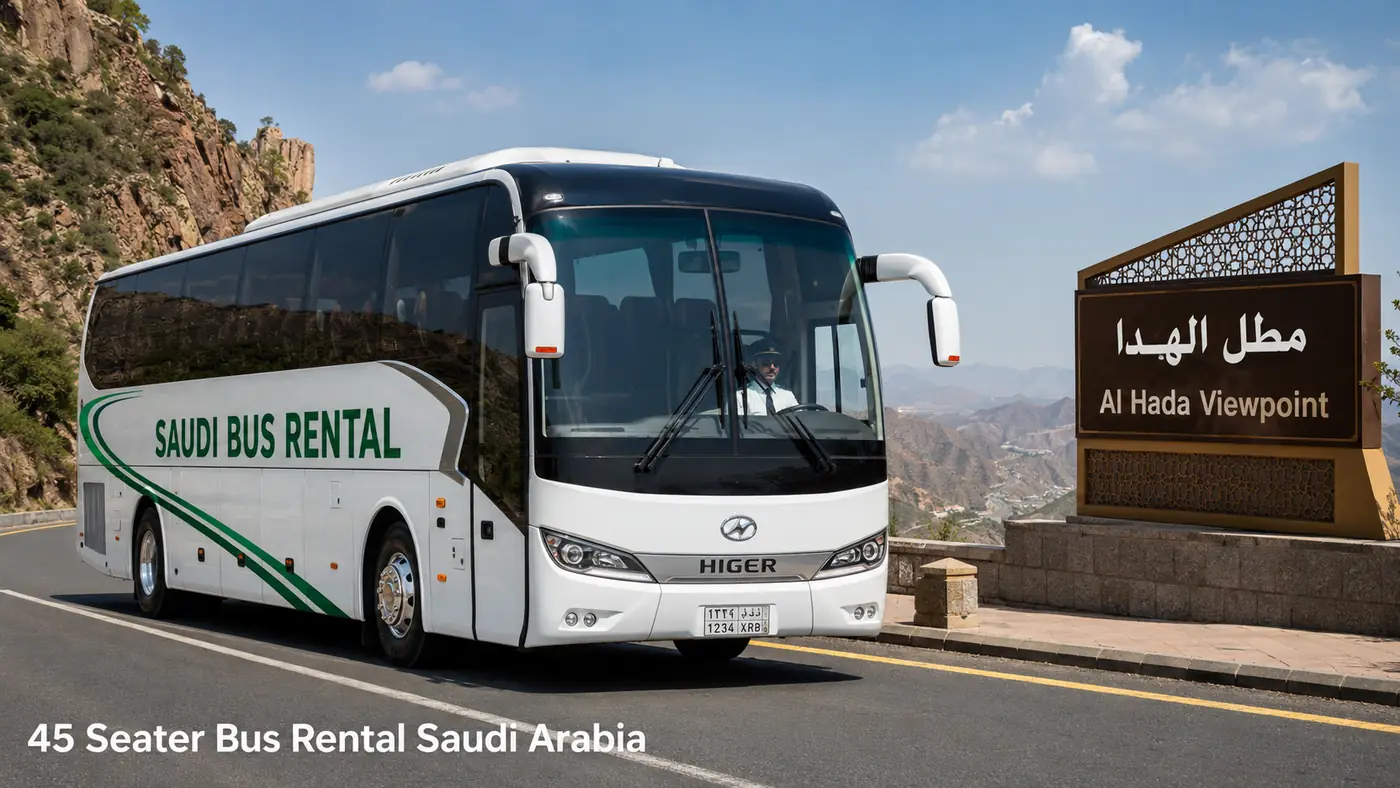 45 seat full-size staff bus or coach with driver for Saudi passenger transport