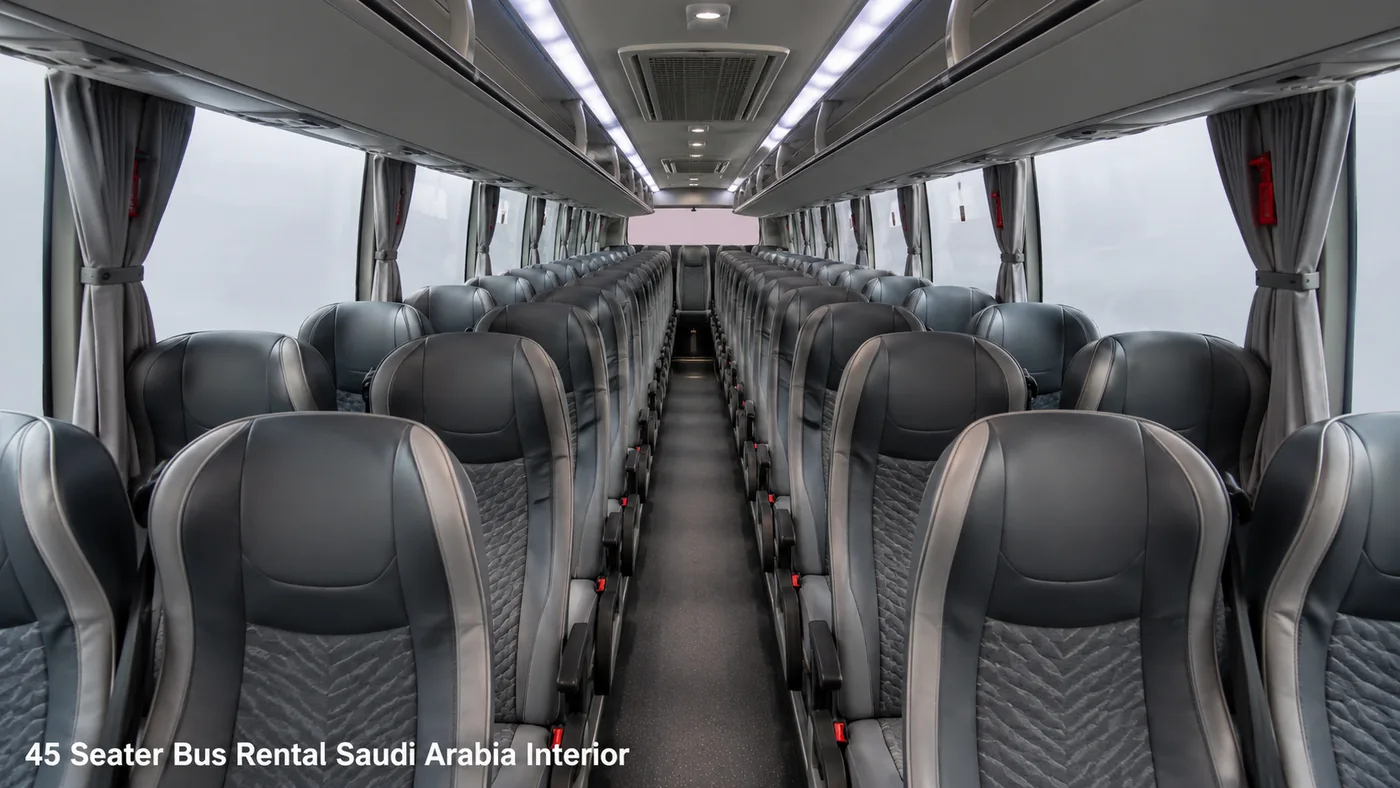 Interior seating view for 45 passenger capacity planning