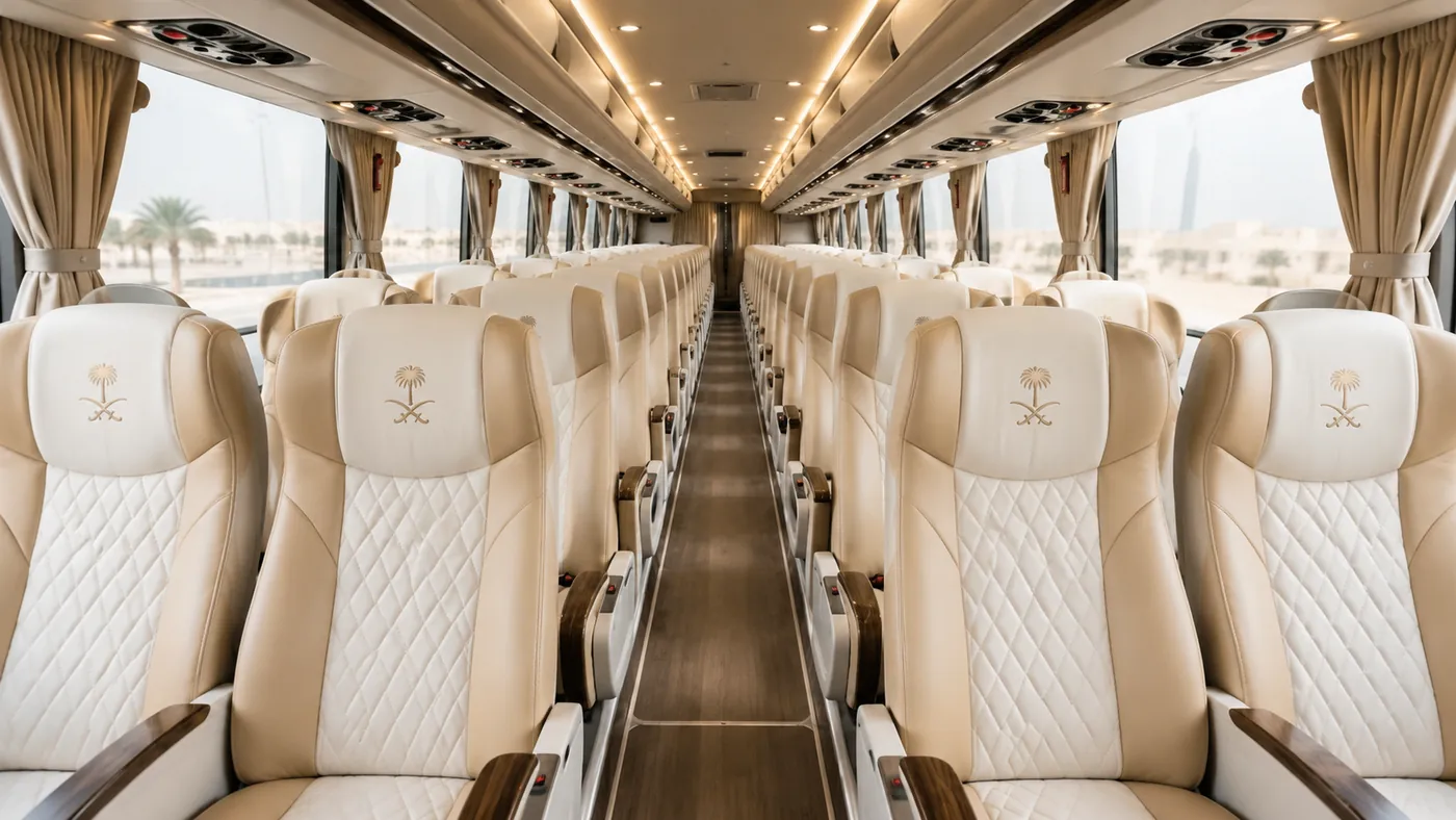 Interior seating view for 53 passenger capacity planning