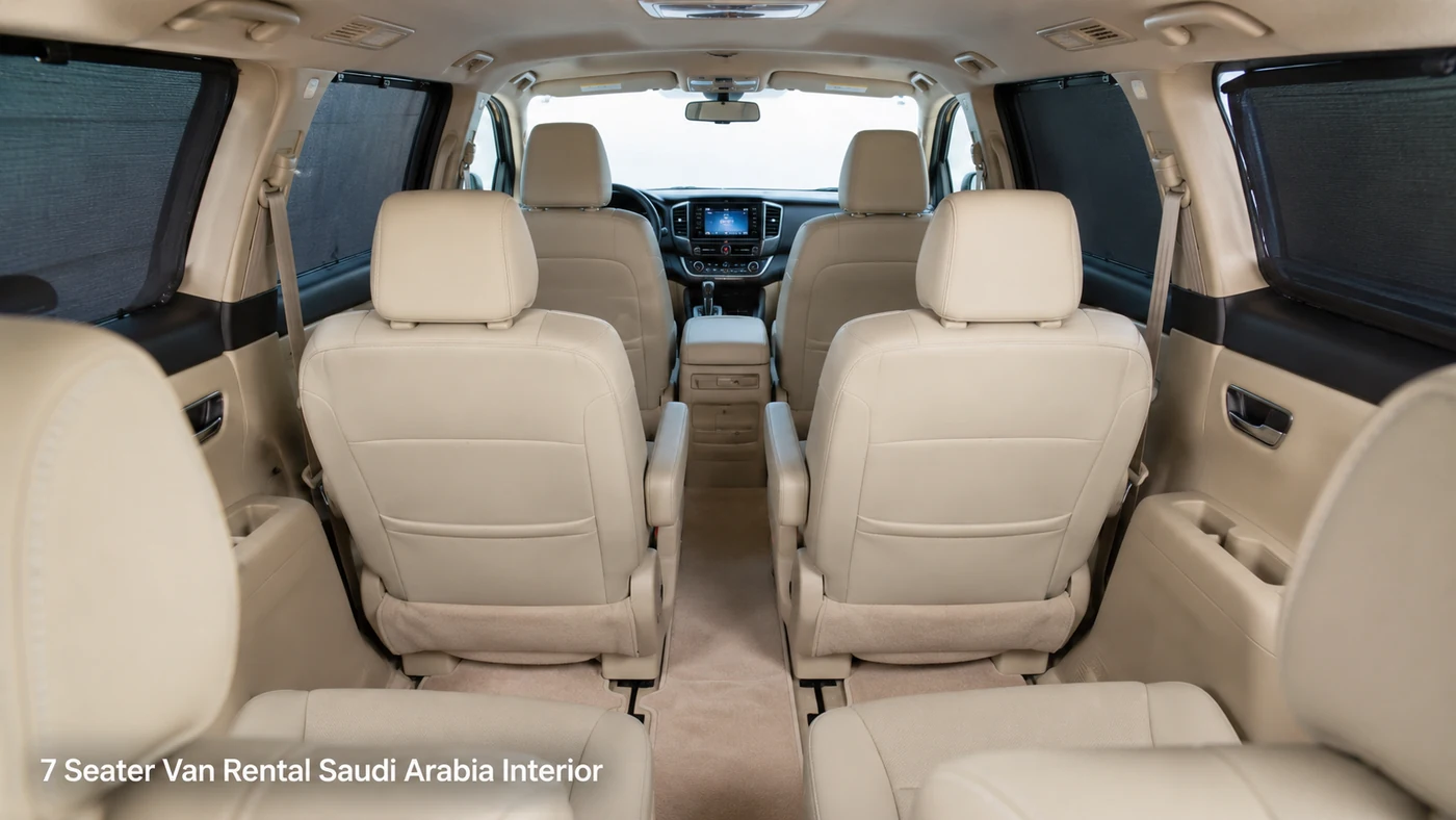 Interior seating view for 7 passenger capacity planning