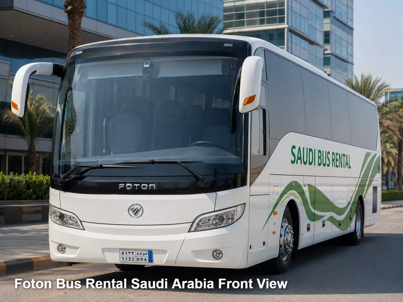 Foton Bus front view for Saudi route planning