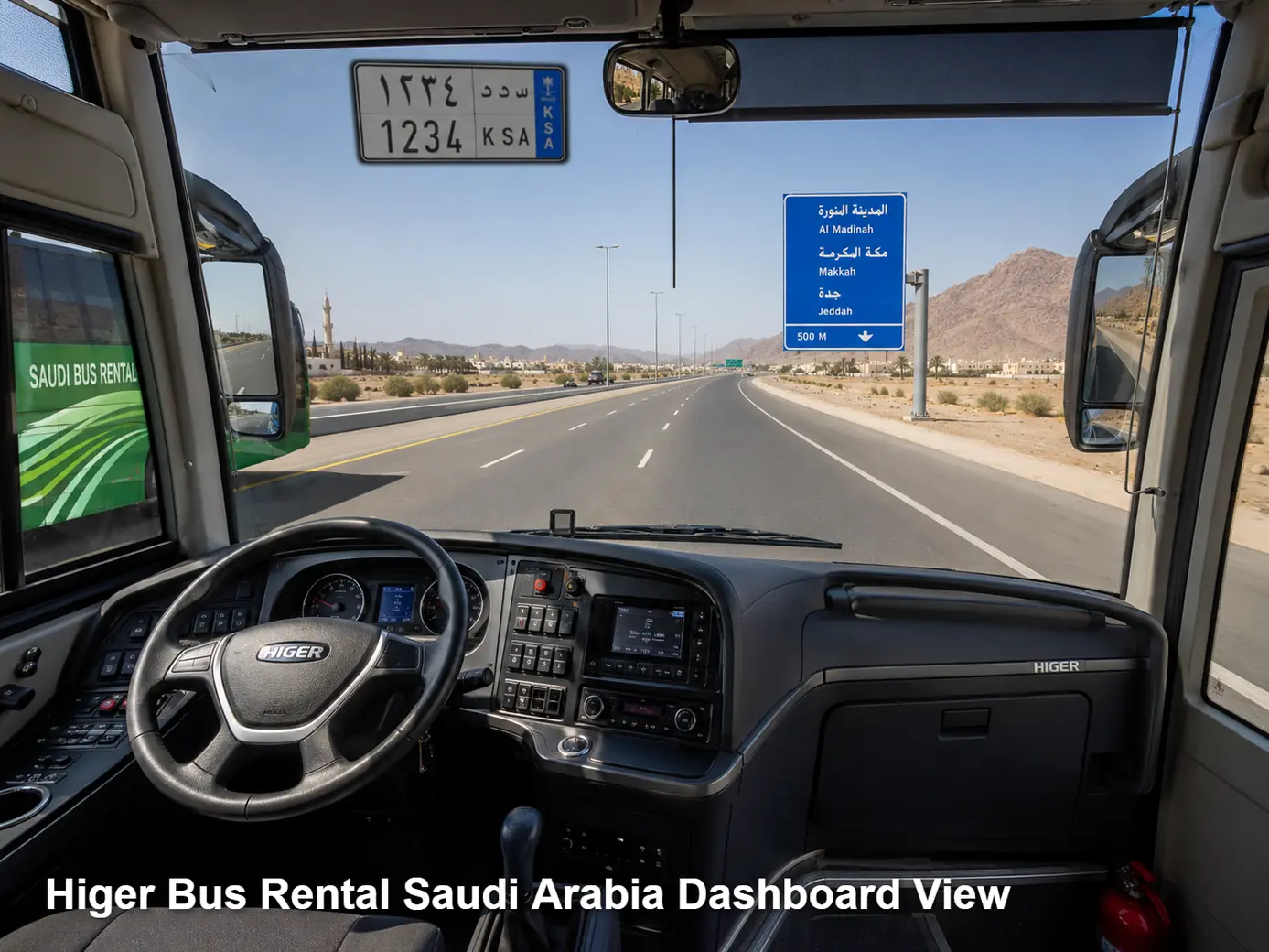 Higer Bus driver area and dashboard for Saudi operating review