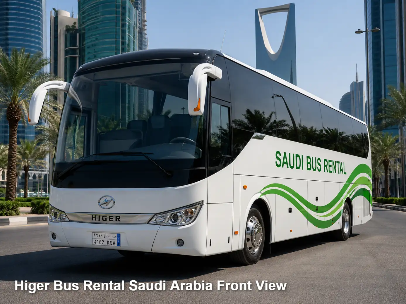 Higer Bus front view for Saudi route planning