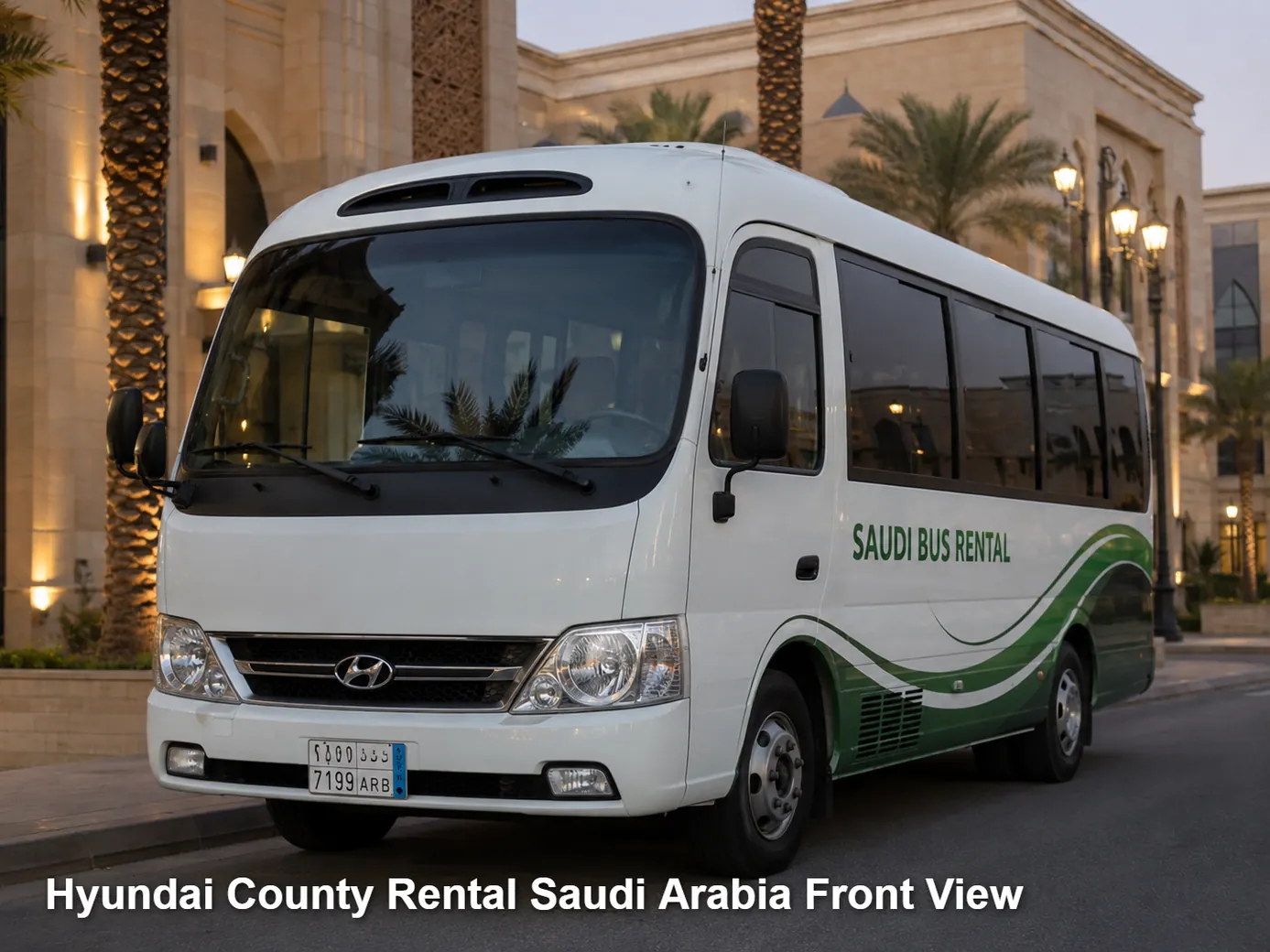 Hyundai County front view for Saudi route planning