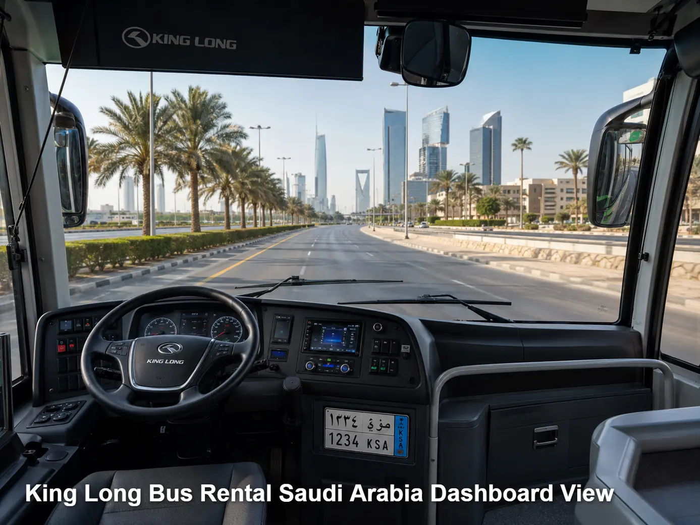 King Long Bus driver area and dashboard for Saudi operating review