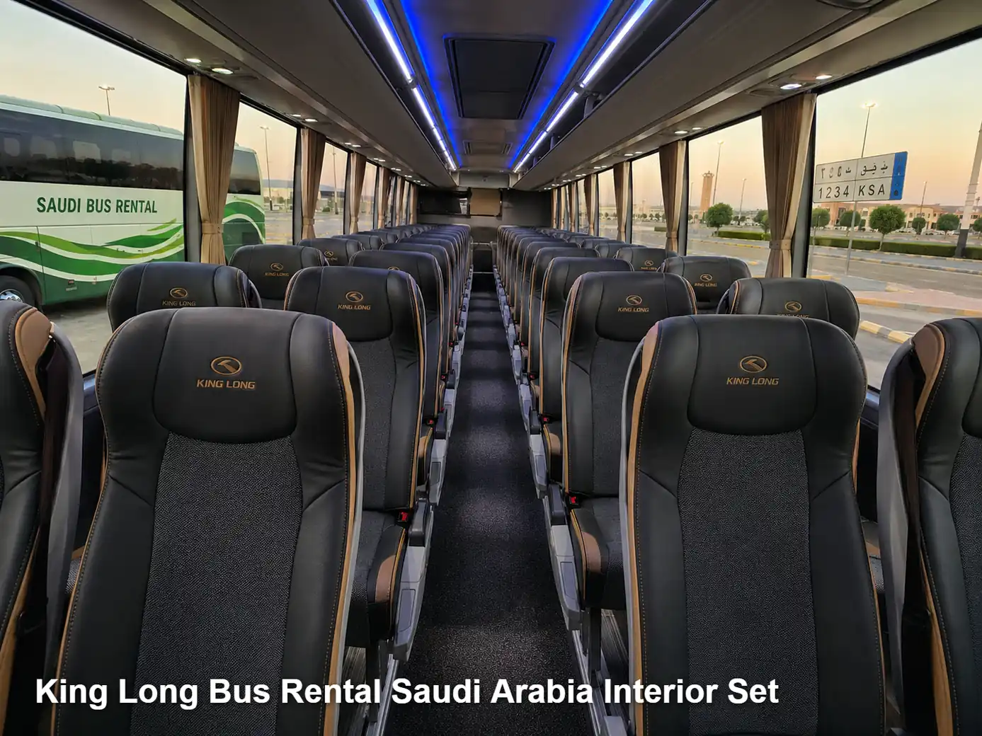 King Long Bus passenger cabin and seating layout for Saudi route planning