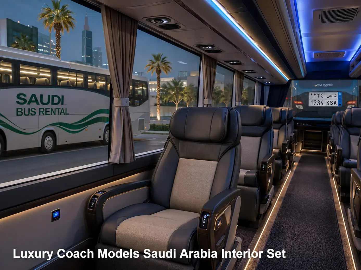 Luxury Coach Models passenger cabin and seating layout for Saudi route planning