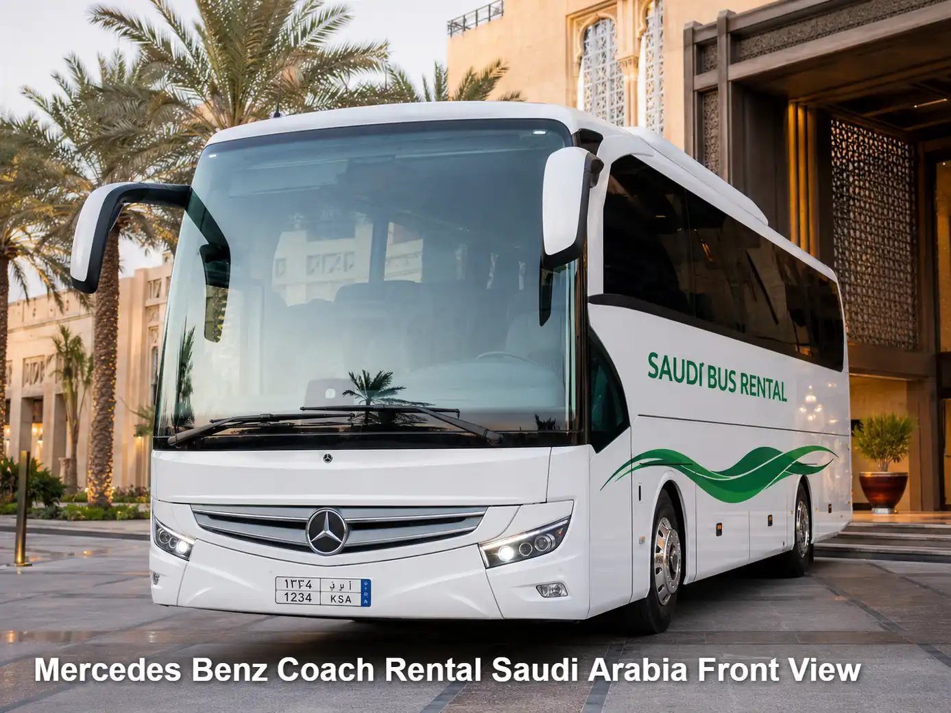 Mercedes Benz Coach front view for Saudi route planning