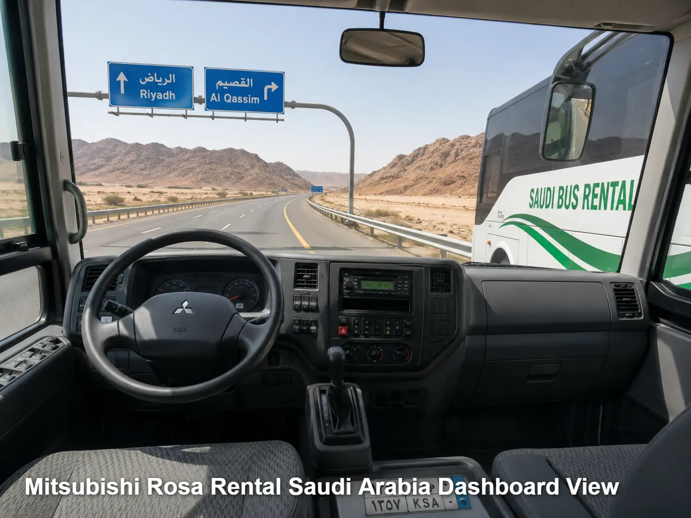 Mitsubishi Rosa driver area and dashboard for Saudi operating review