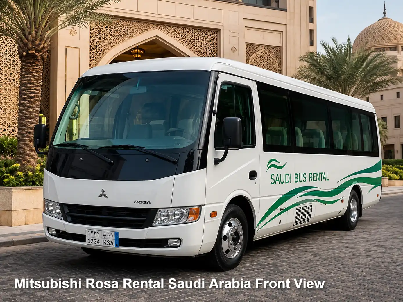 Mitsubishi Rosa front view for Saudi route planning