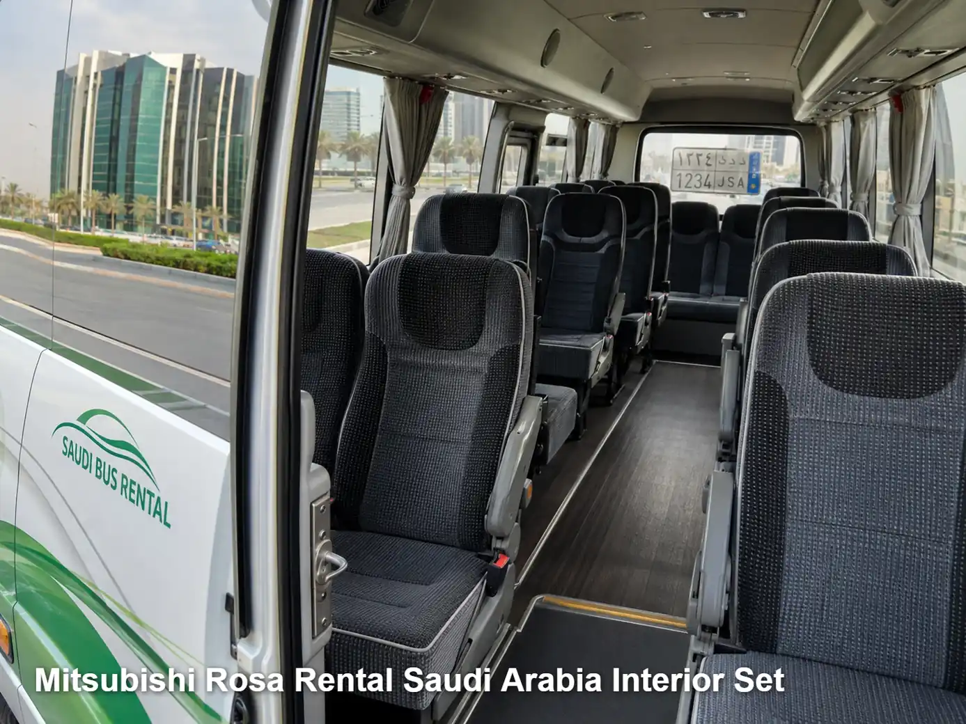 Mitsubishi Rosa passenger cabin and seating layout for Saudi route planning