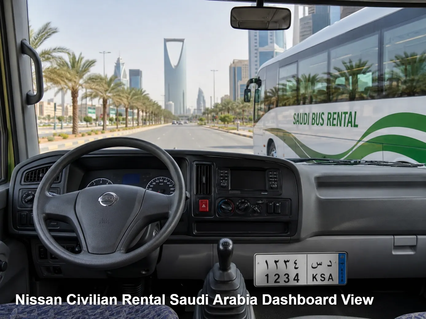 Nissan Civilian driver area and dashboard for Saudi operating review