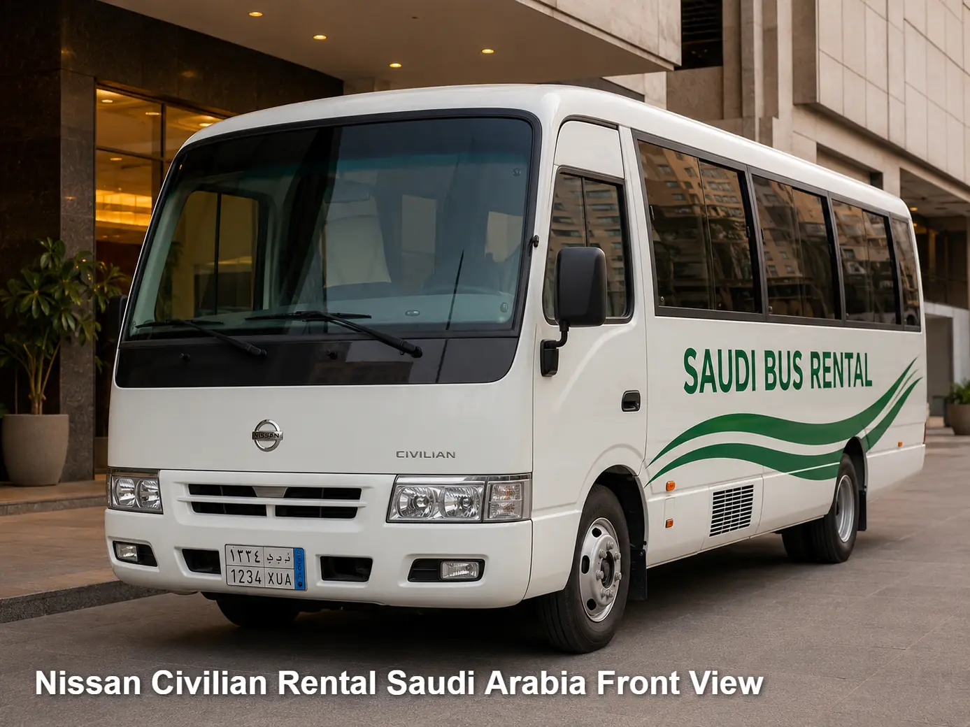 Nissan Civilian front view for Saudi route planning