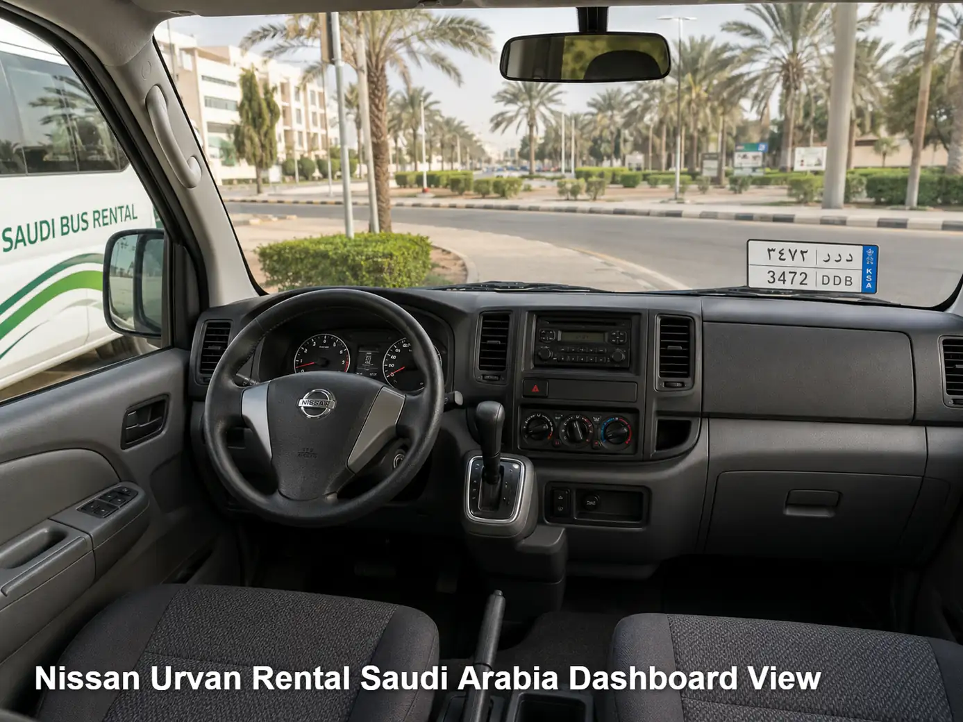 Nissan Urvan driver area and dashboard for Saudi operating review