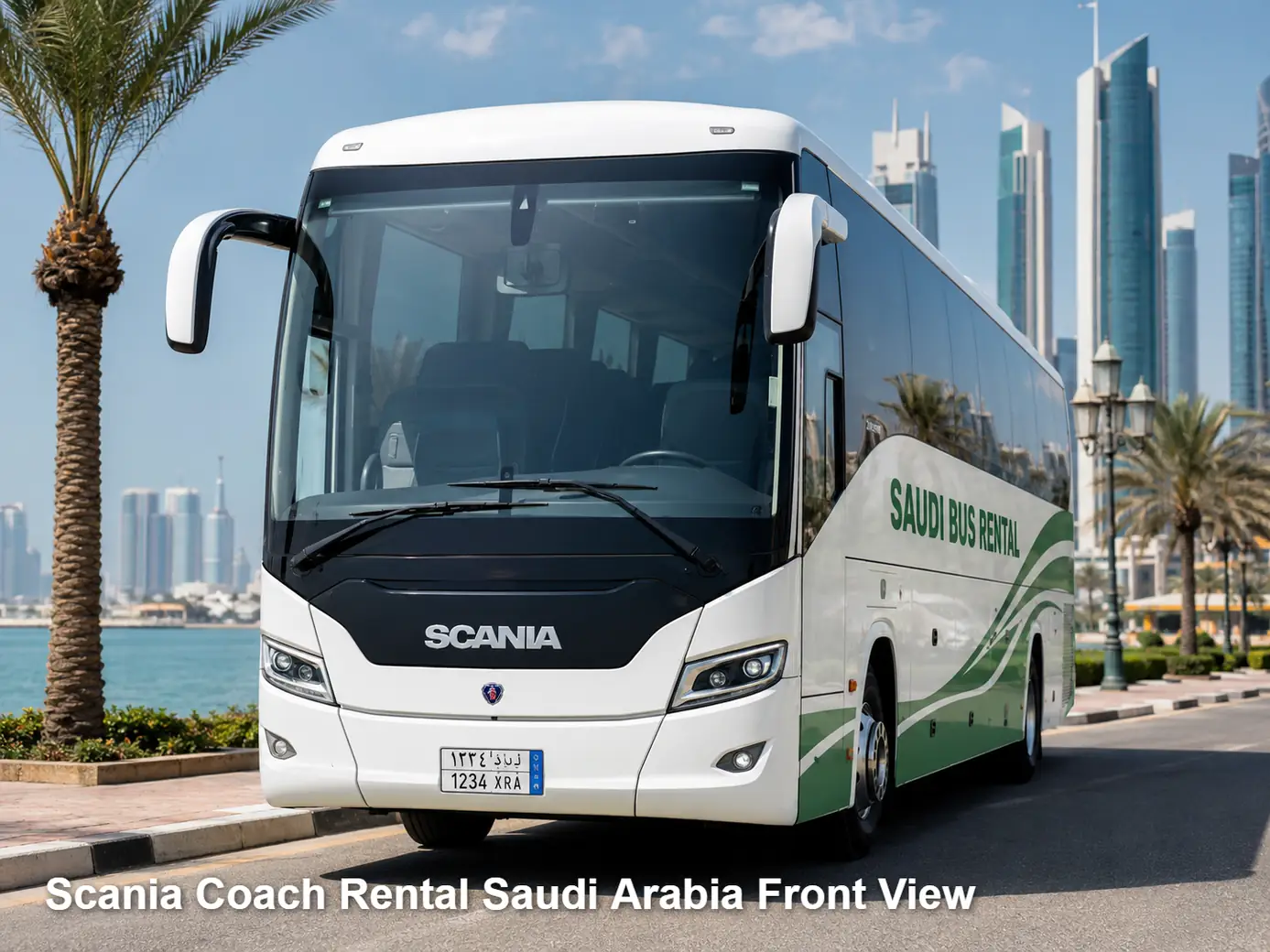 Scania Coach front view for Saudi route planning