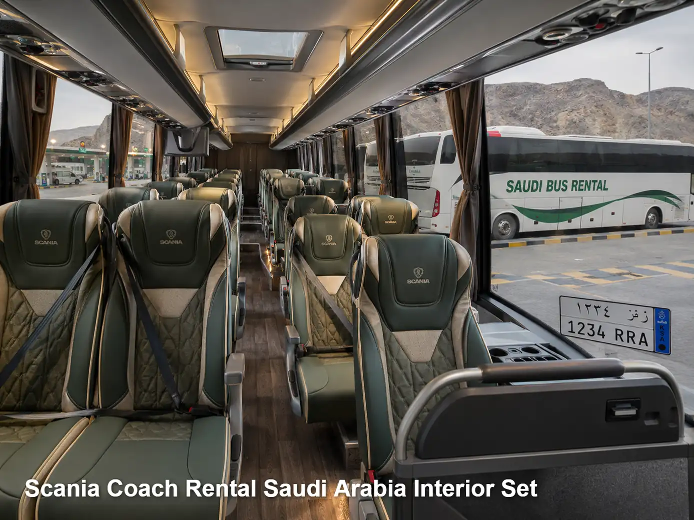 Scania Coach passenger cabin and seating layout for Saudi route planning