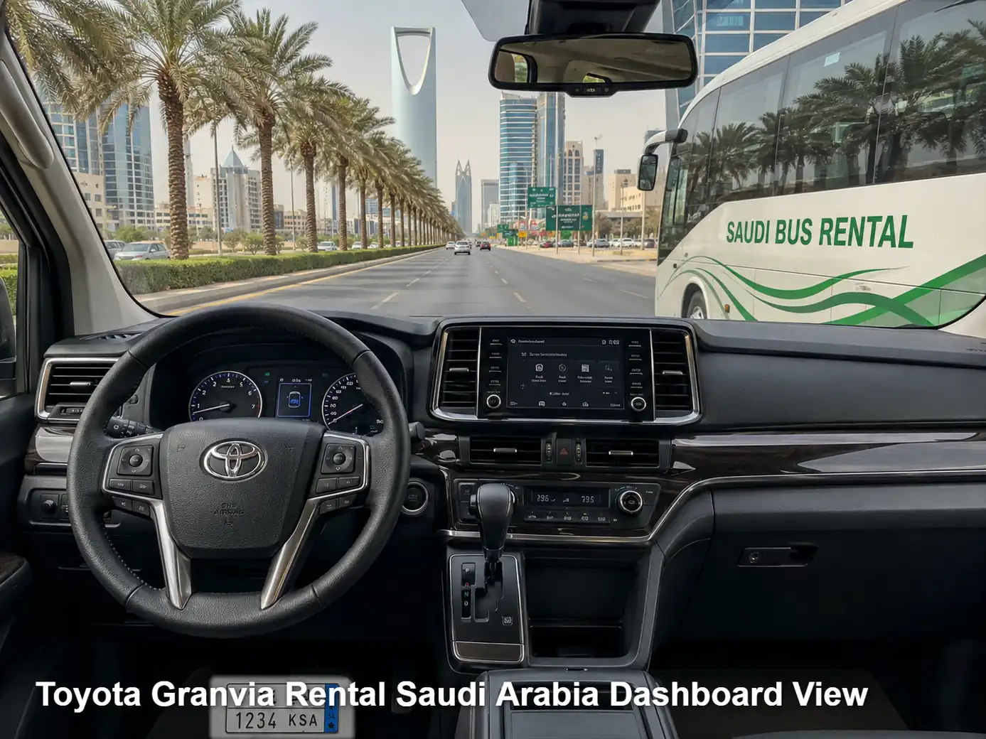 Toyota Granvia driver area and dashboard for Saudi operating review