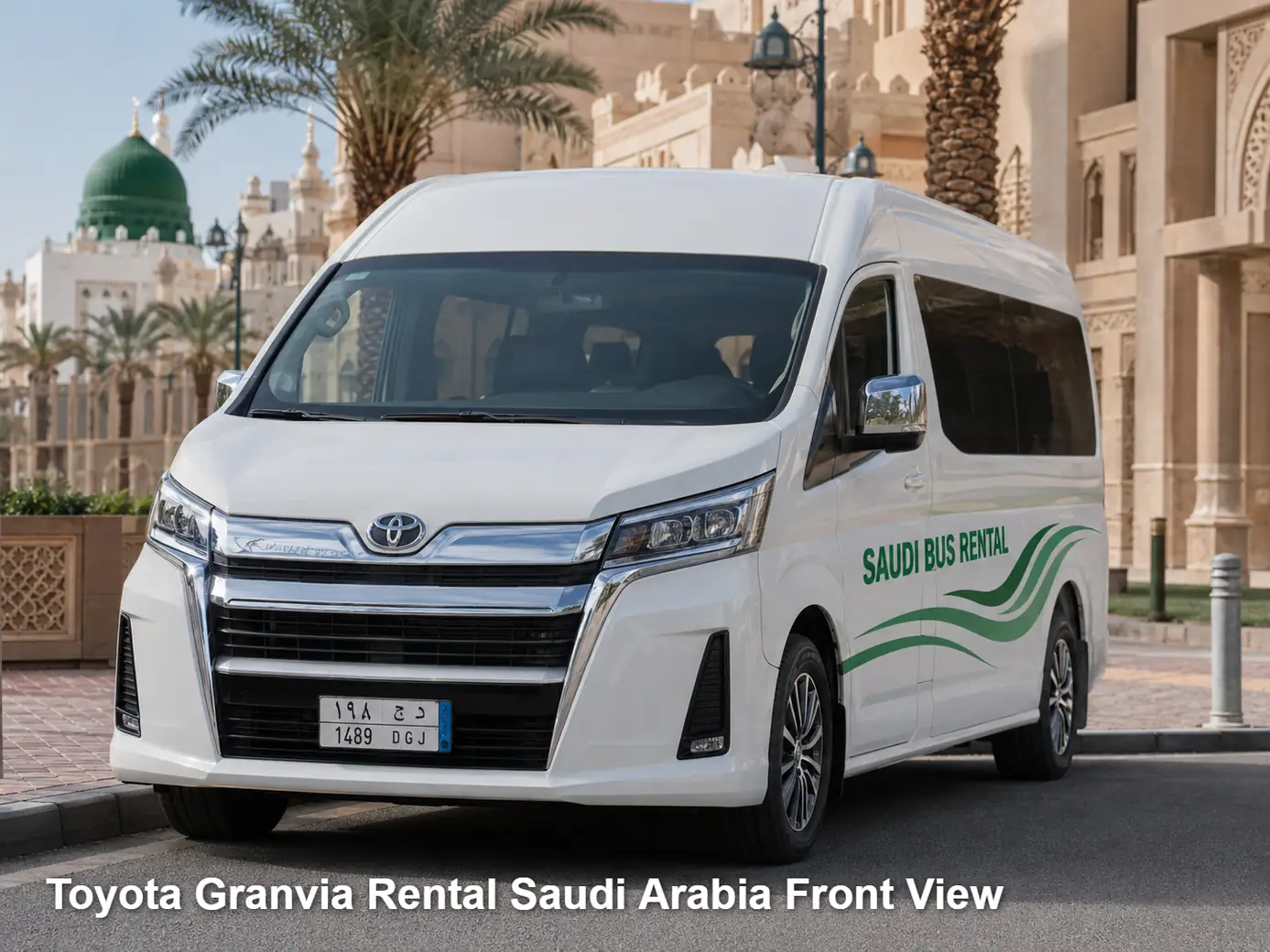 Toyota Granvia front view for Saudi route planning