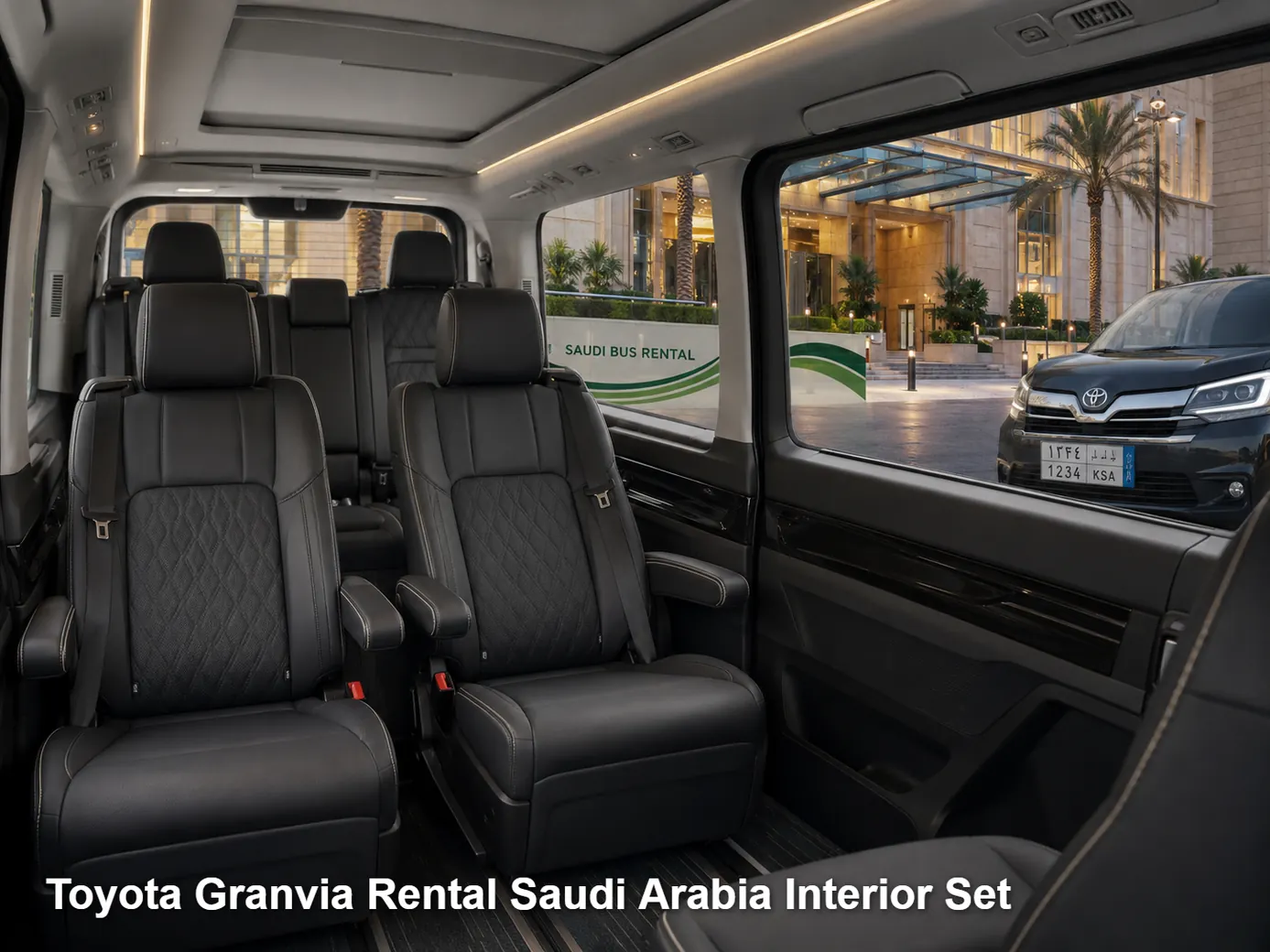 Toyota Granvia passenger cabin and seating layout for Saudi route planning