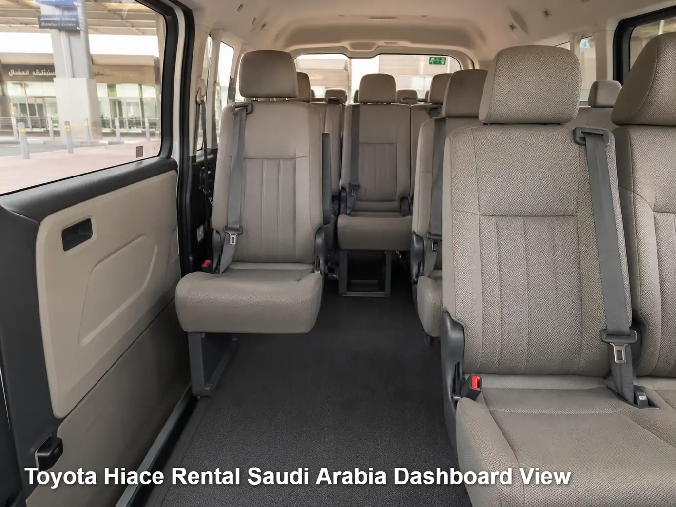 Toyota Hiace driver area and dashboard for Saudi operating review