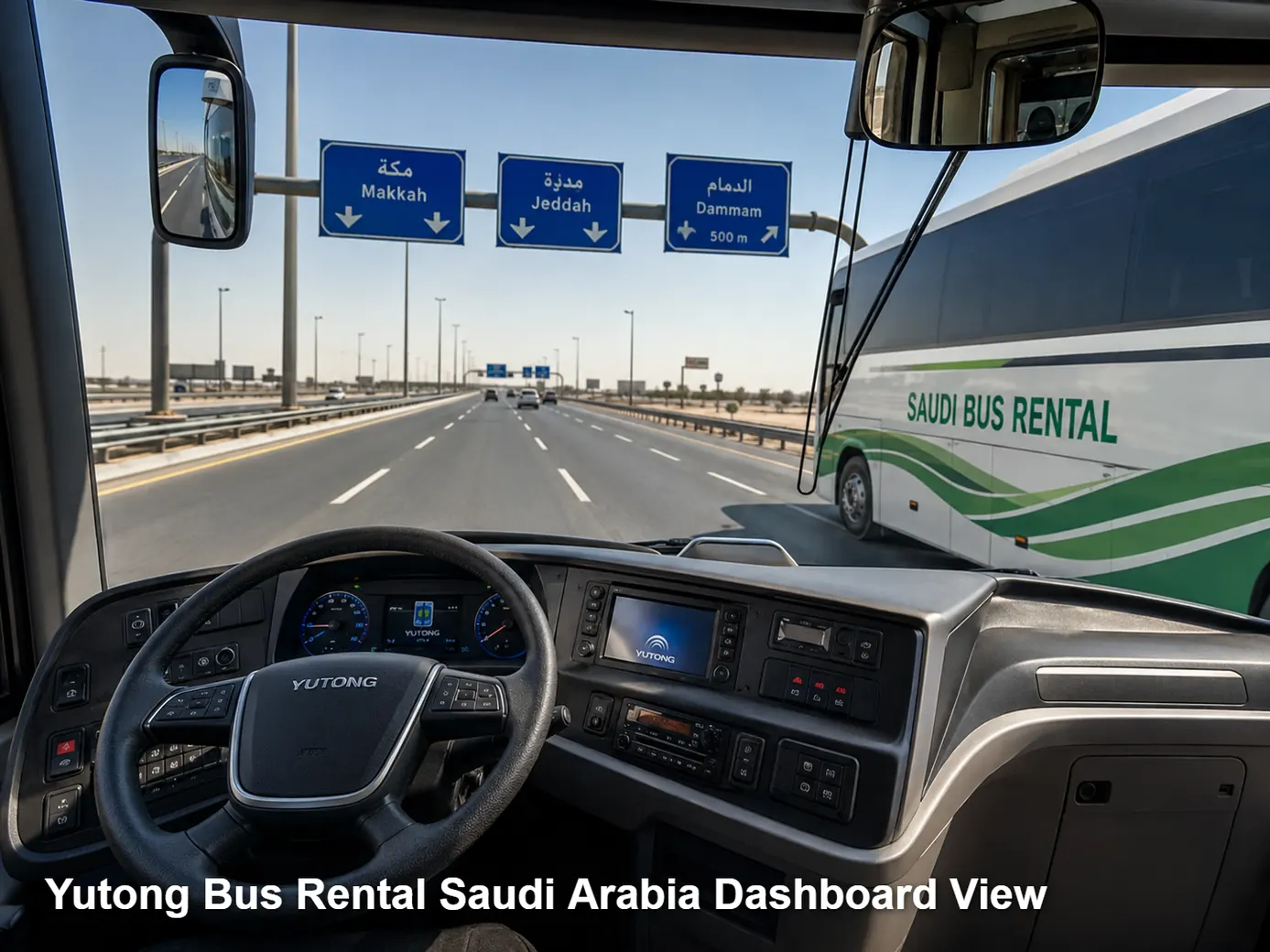 Yutong Bus driver area and dashboard for Saudi operating review