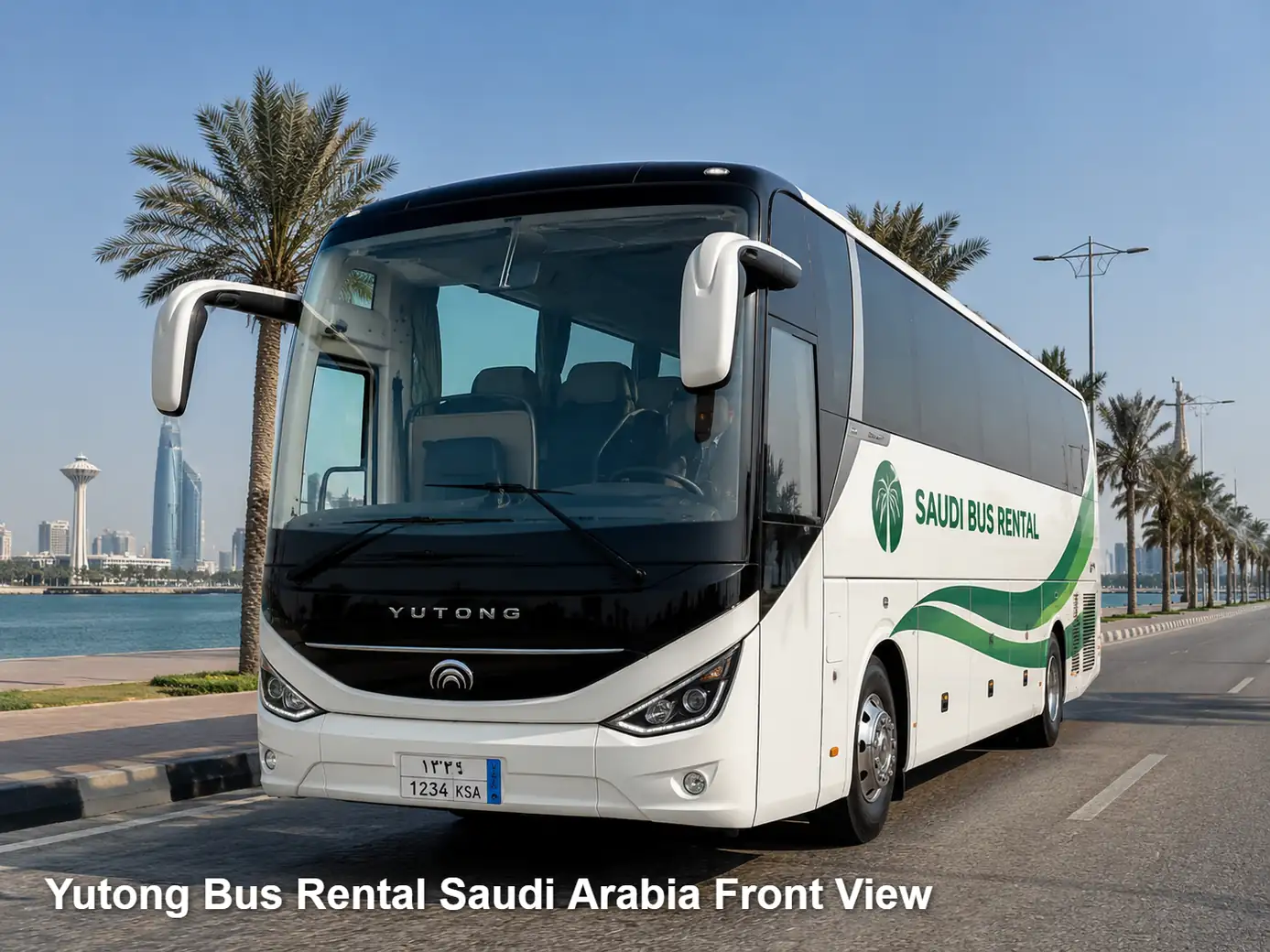 Yutong Bus front view for Saudi route planning