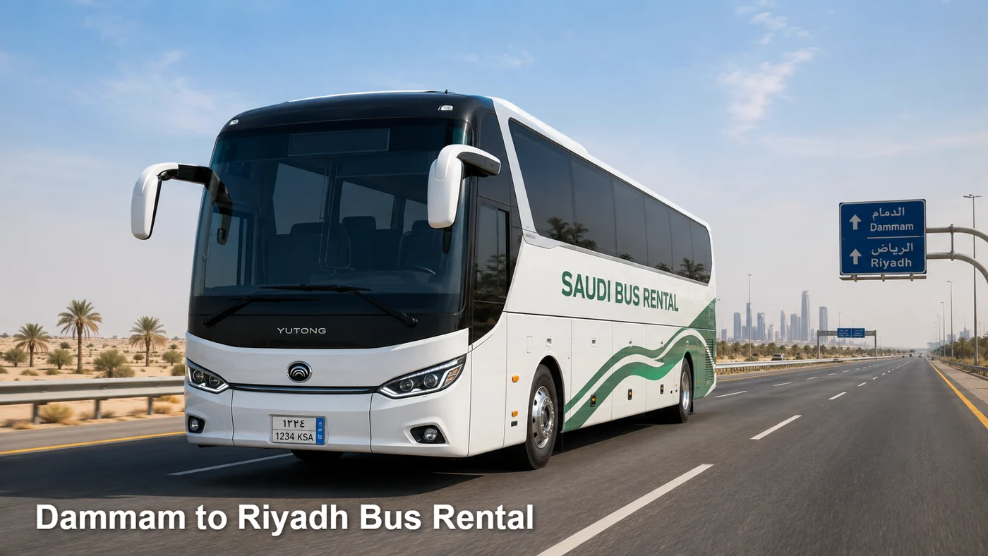 Dammam To Riyadh Bus Rental route planning image for Saudi Bus Rental