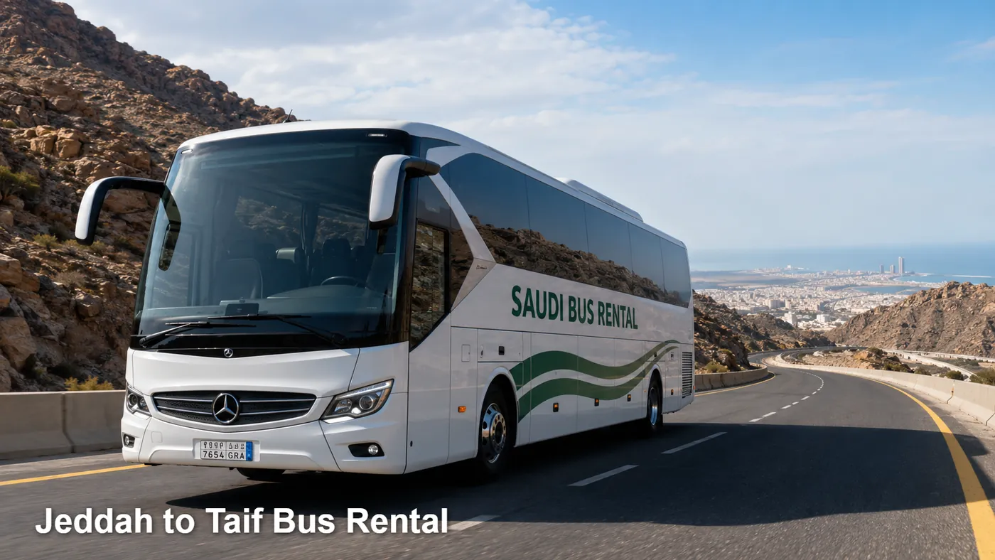 Jeddah To Taif Bus Rental route planning image for Saudi Bus Rental