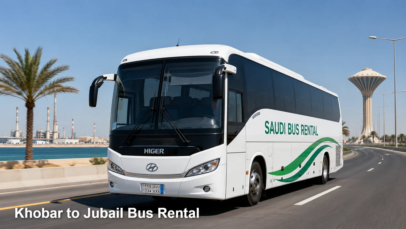 Khobar To Jubail Bus Rental route planning image for Saudi Bus Rental