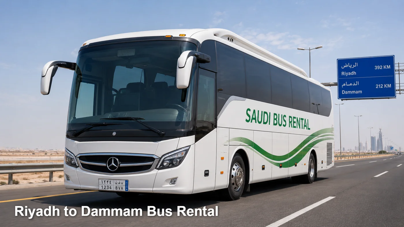 Riyadh To Dammam Bus Rental route planning image for Saudi Bus Rental