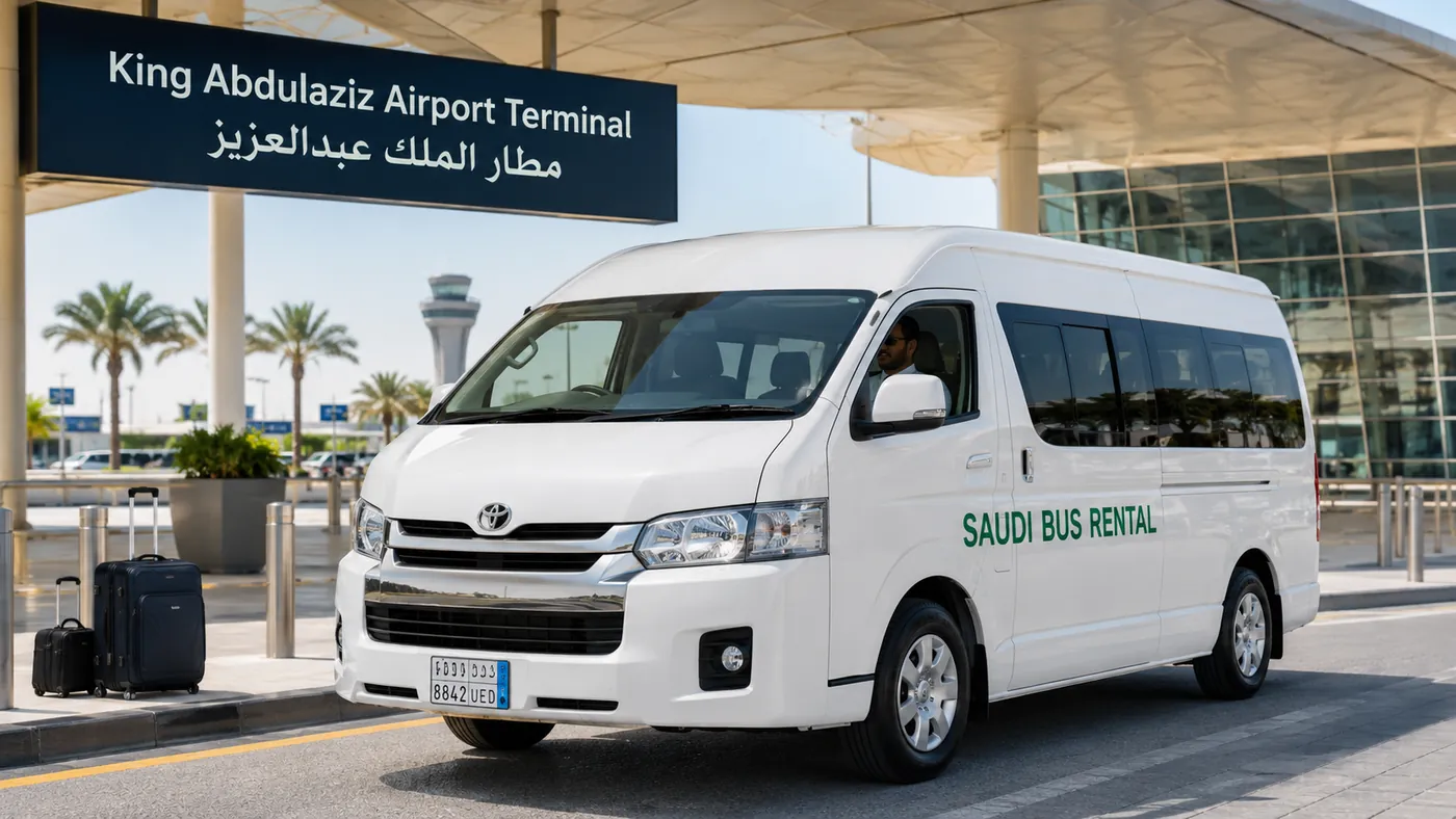 Airport Van Rental Saudi Arabia hero visual for driver-led Saudi passenger transport