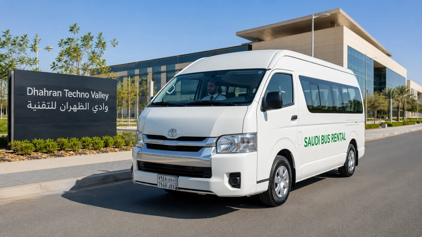 Corporate Van Rental Saudi Arabia hero visual for driver-led Saudi passenger transport