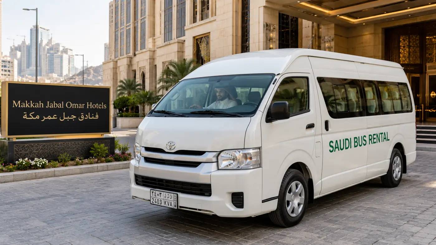 Hotel Van Transfer Saudi Arabia hero visual for driver-led Saudi passenger transport