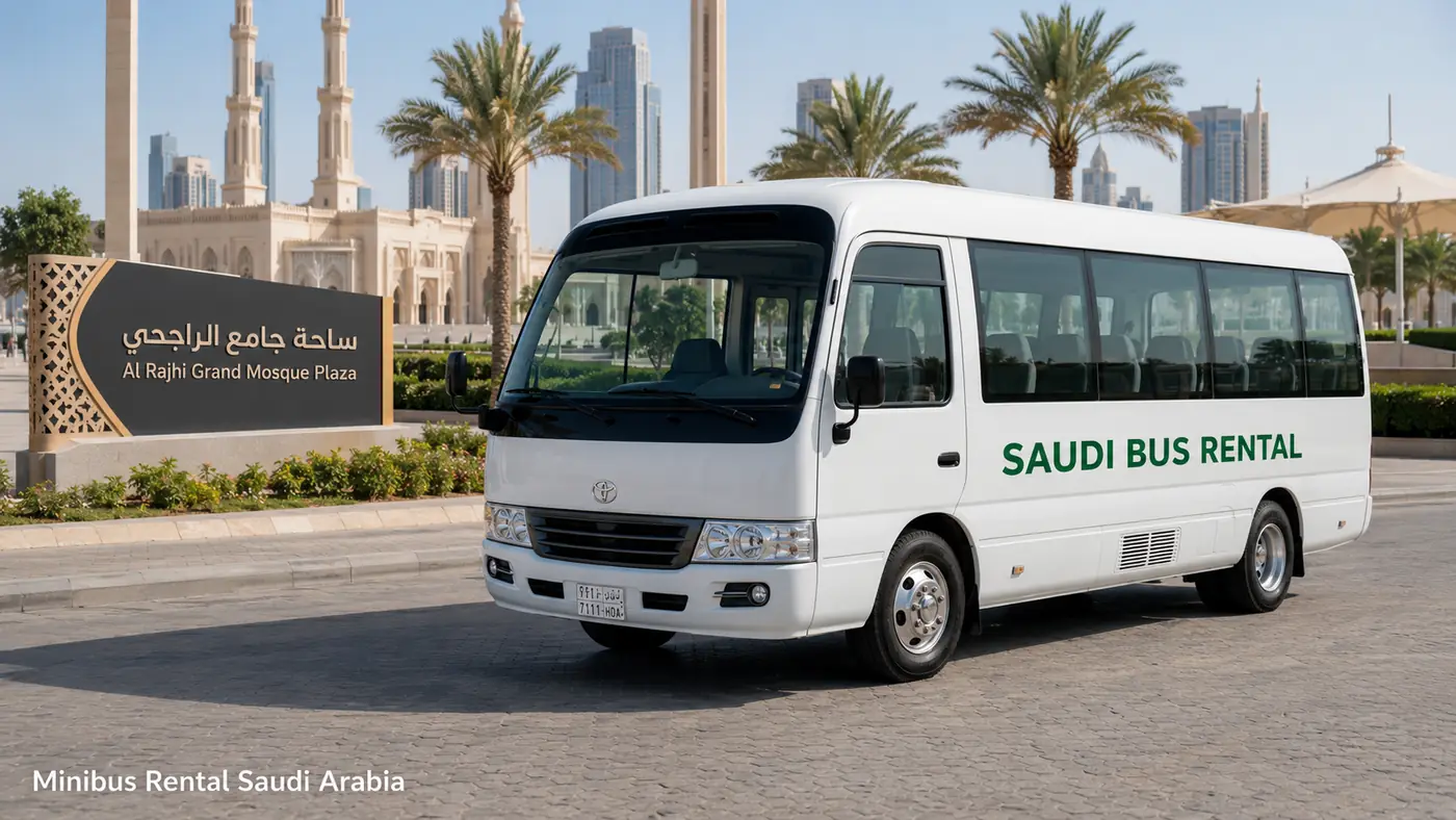 Minibus Rental Saudi Arabia hero visual for driver-led Saudi passenger transport