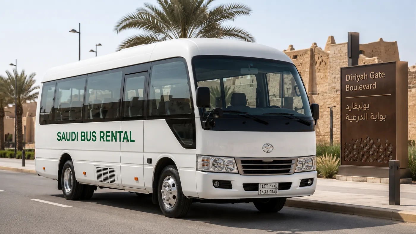 Small Group Transport Saudi Arabia vehicle visual showing route and fleet suitability in Saudi Arabia