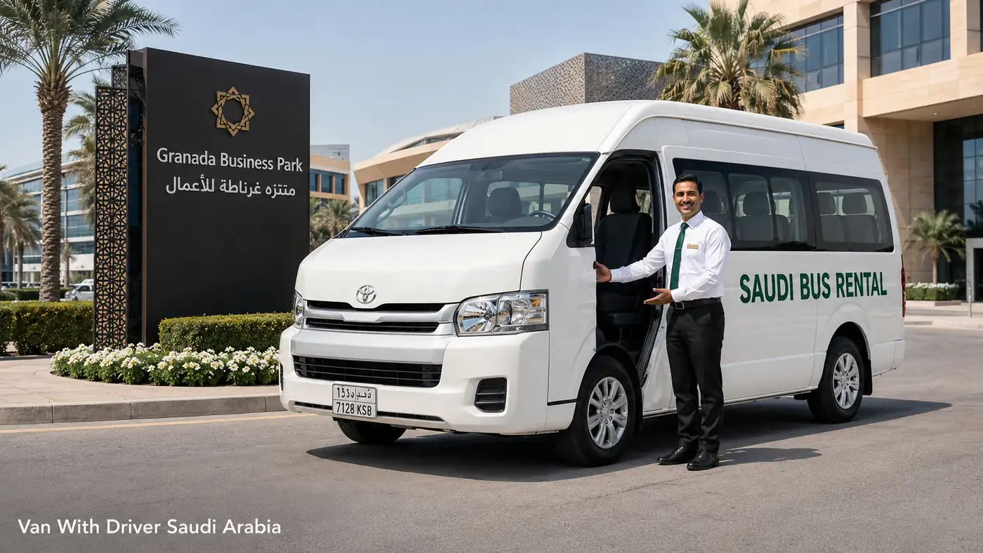 Van With Driver Saudi Arabia hero visual for driver-led Saudi passenger transport