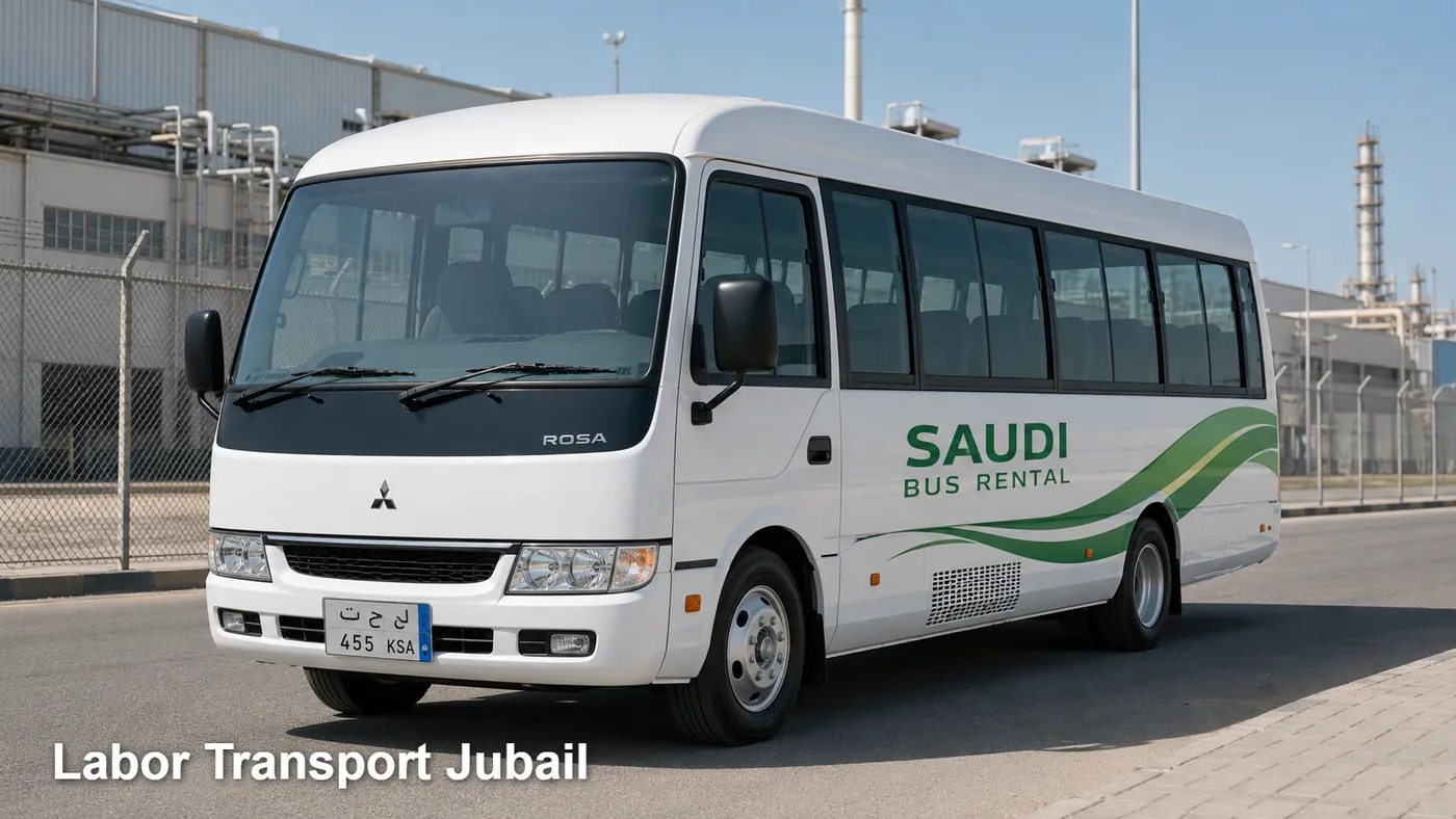 Labor Transport Jubail hero for labor camp-to-site route in Jubail