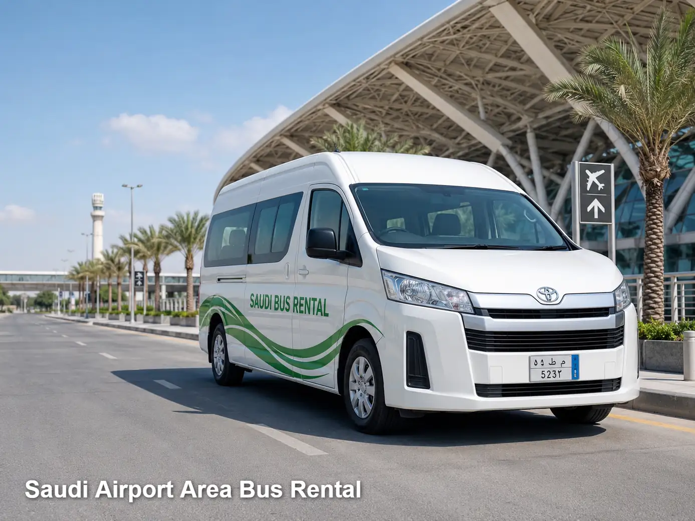 Saudi Airport Area Bus Rental hero for airport group transfer in Saudi Arabia