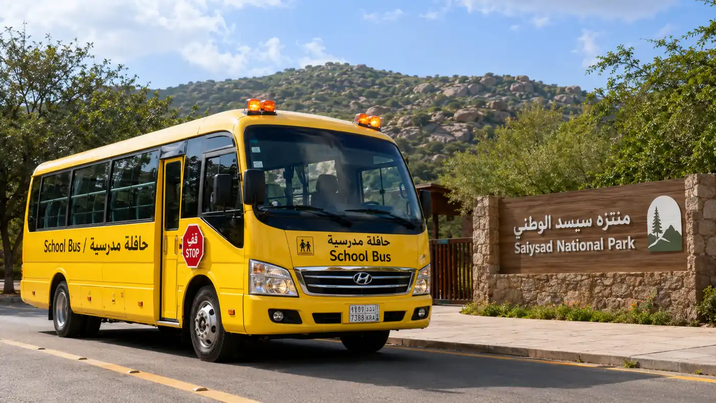 School Field Trip Bus Rental Saudi Arabia route planning image for Saudi education transport
