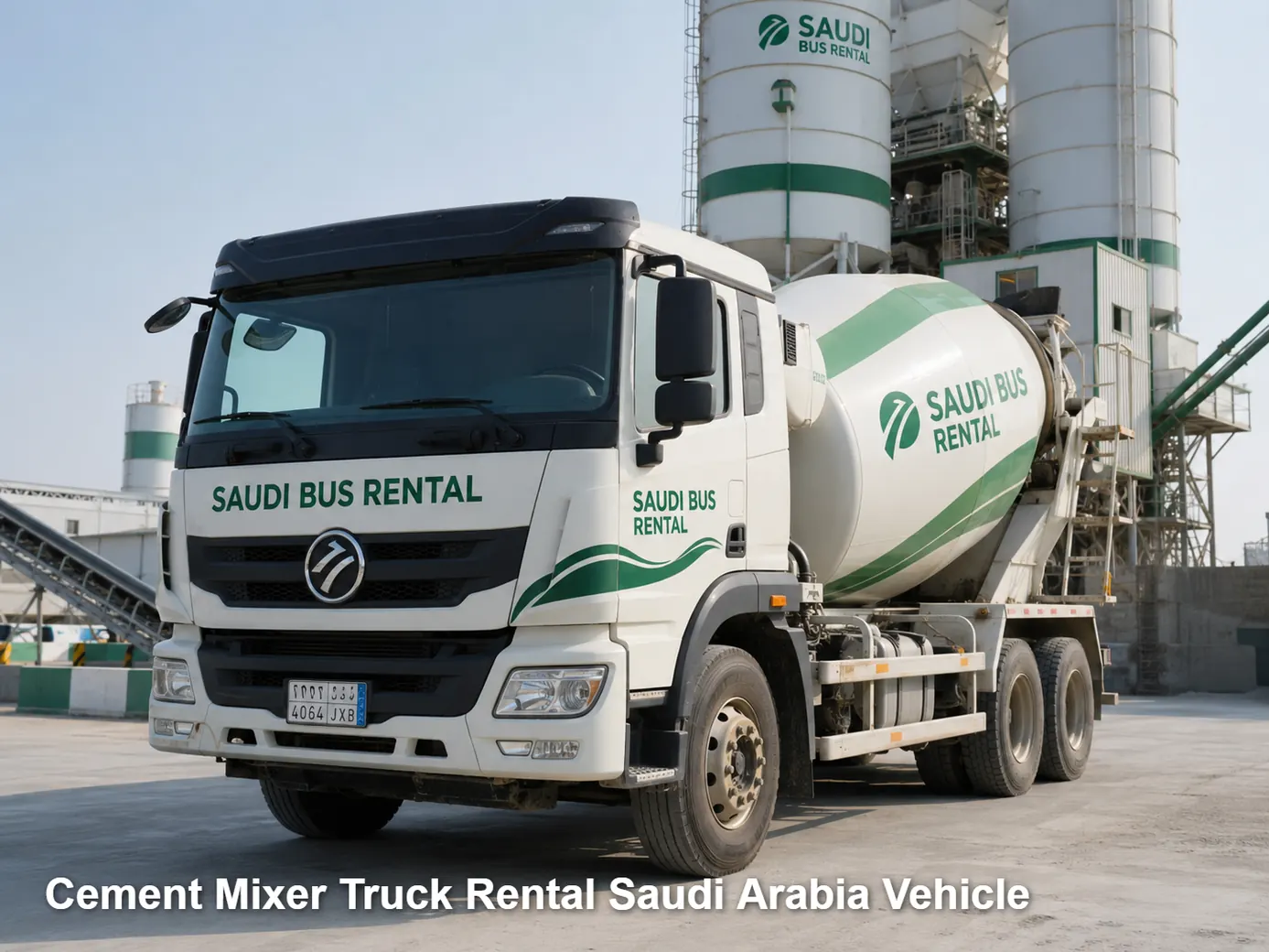 Cement Mixer Truck Rental operating and site-access view in Saudi Arabia