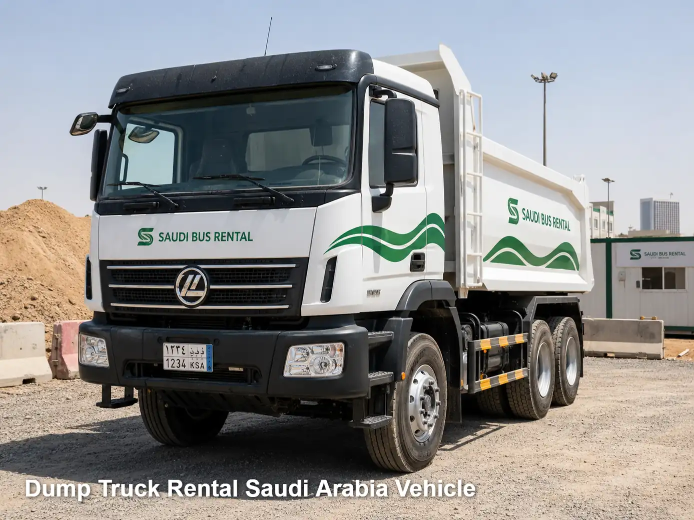 Dump Truck Rental operating and site-access view in Saudi Arabia