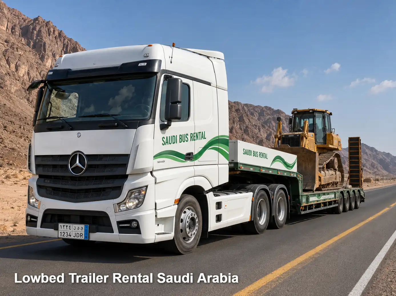 Lowbed Trailer Rental exterior in Saudi Arabia for low-deck machine transport planning