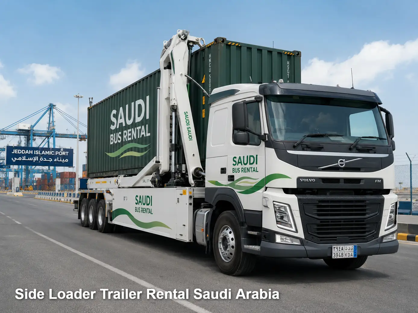 Side Loader Trailer Rental exterior in Saudi Arabia for container side lifting planning
