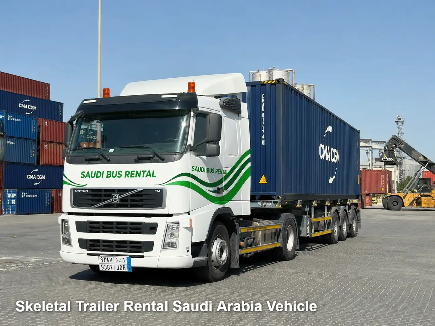 Skeletal Trailer Rental operating and site-access view in Saudi Arabia